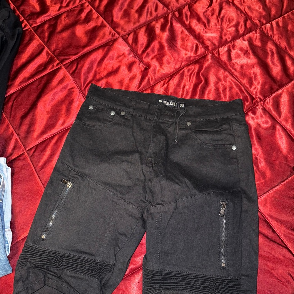 Black Cargo Shorts with Distressed Details